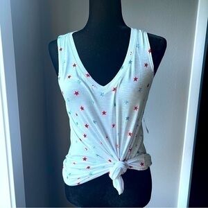 💚NWT Style & Co red white and blue stars drapey tank